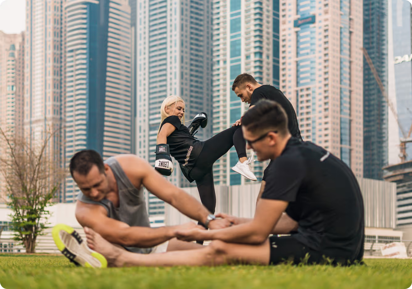 PTD members working out outside in Dubai